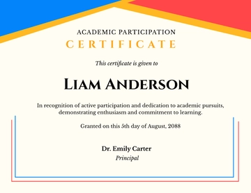 Academic Participation Certificate Template - Edit Online & Download