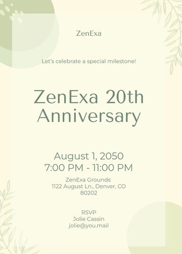 Minimalist Company Anniversary Invitation Template - Edit Online & Download