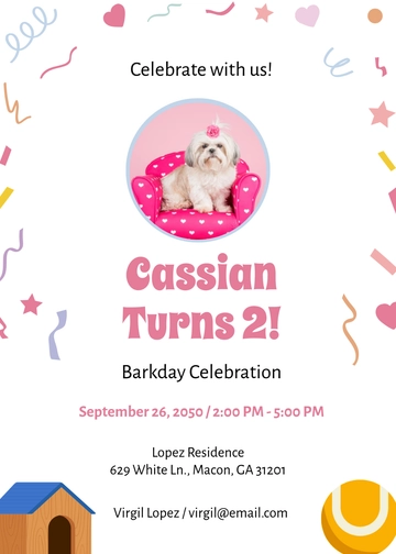 Modern Doggie Dog Birthday Invitation Template - Edit Online & Download