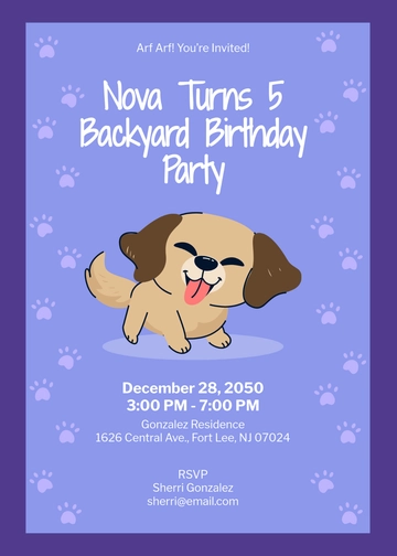 Dog-Themed Birthday Invitation Template - Edit Online & Download