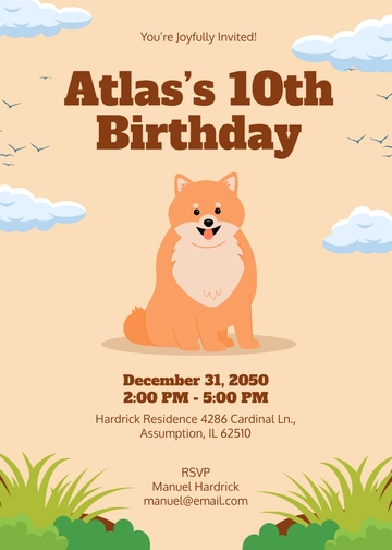 Colorful Animal Birthday Invitation Template for Dogs - Edit Online & Download