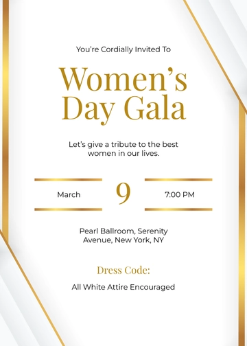 White Modern Women's Day Invitation Template - Edit Online & Download