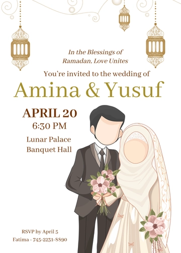 Ramadan Wedding Invitation Template - Edit Online & Download