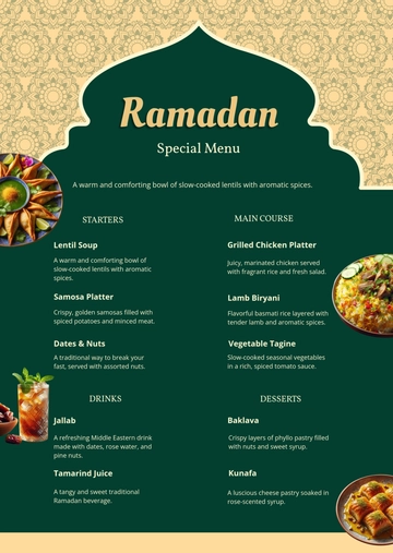 Ramadan Menu Template - Edit Online & Download
