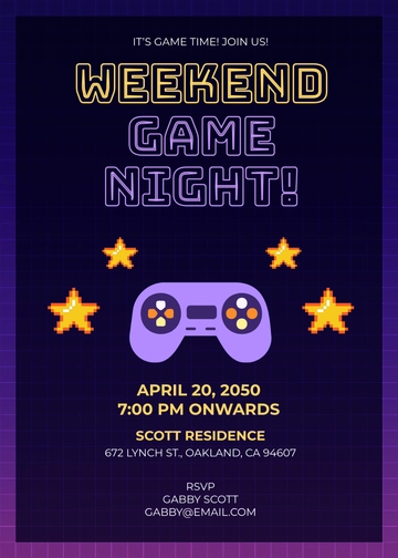 Digital Game Night Invitation Template - Edit Online & Download