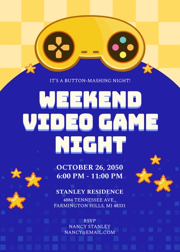 Aesthetic Video Game Night Invitation Template - Edit Online & Download