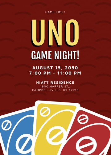 Red Uno Game Night Invitation Template - Edit Online & Download