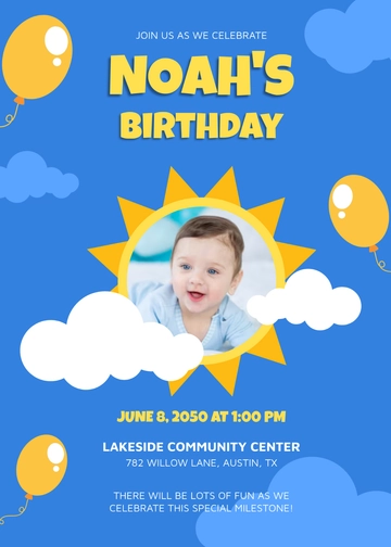 Cute First Birthday Invitation Template - Edit Online & Download
