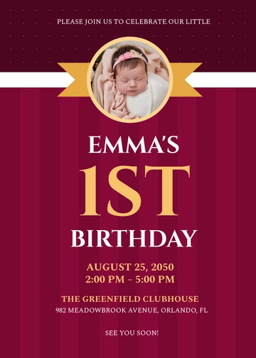 Unique First Birthday Invitation Template - Edit Online & Download