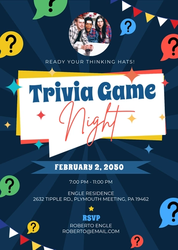 Colorful Trivia Game Night Invitation Template - Edit Online & Download