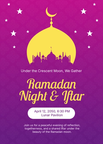 Crescent Moon Ramadan Invitation Template - Edit Online & Download