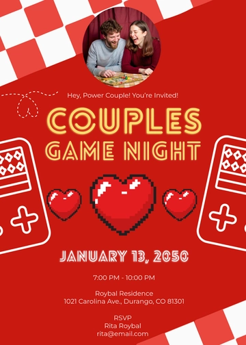 Couples Game Night Invitation Template - Edit Online & Download