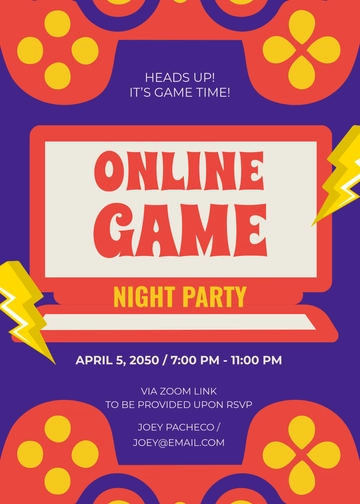 Creative Online Game Night Invitation Template - Edit Online & Download