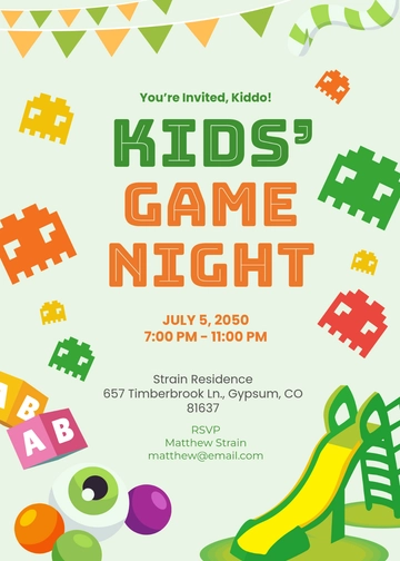 Kids Game Night Invitation Template - Edit Online & Download