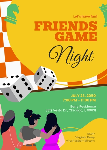 Casual Game Night Invitation Template - Edit Online & Download