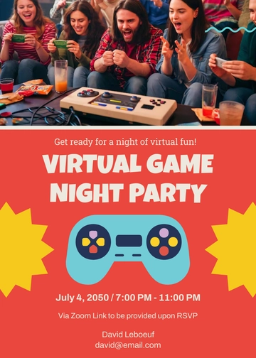 Virtual Game Night Invitation Template - Edit Online & Download