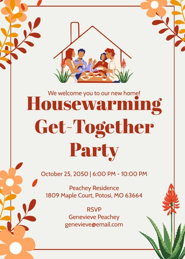 Housewarming Get Together Invitation Template - Edit Online & Download