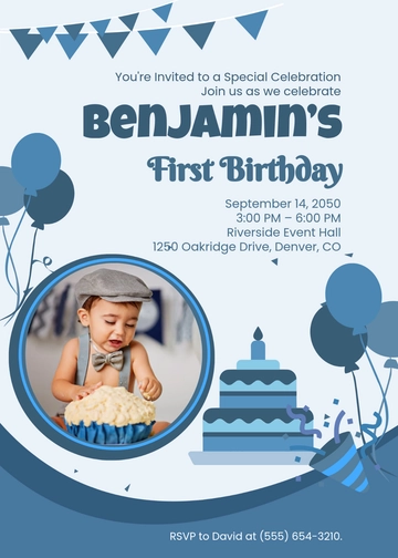 Professional First Happy Birthday Invitation Template - Edit Online & Download