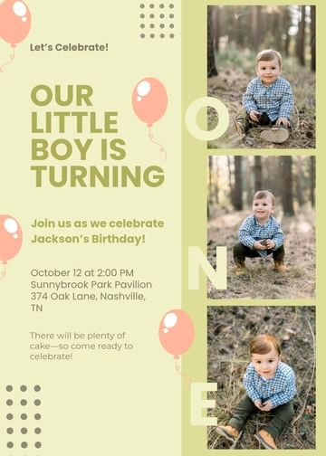 First Birthday Photo Invitation Template - Edit Online & Download