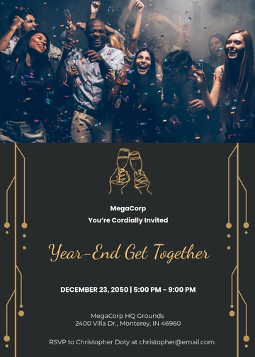 Year-End Party Get Together Invitation Template - Edit Online & Download