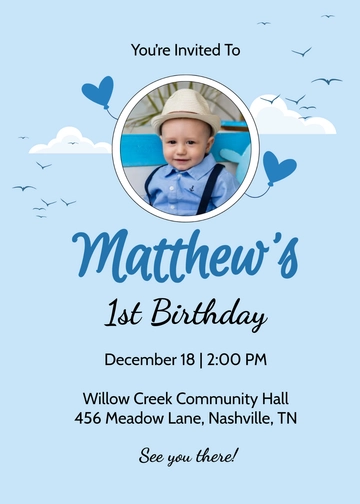Minimalist Style First Birthday Invitation Template - Edit Online & Download