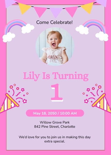 First Birthday Invitation Template from Parents - Edit Online & Download