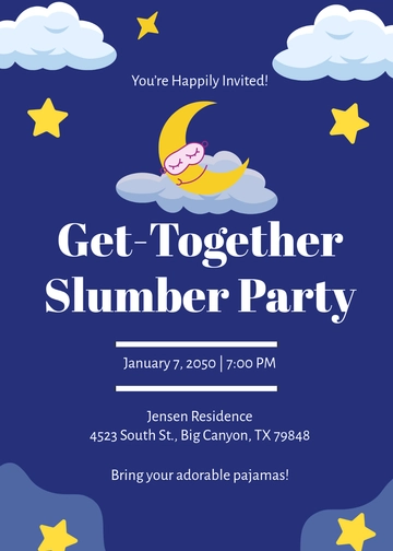 Slumber Party Get Together Invitation Template - Edit Online & Download