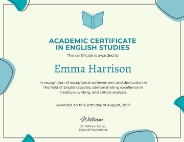 English Major Academic Certificate Template - Edit Online & Download
