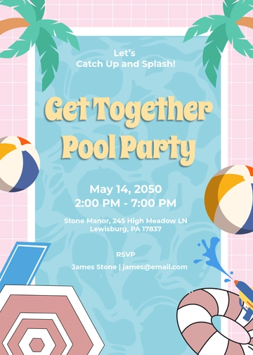 Pool Party Get Together Invitation Template - Edit Online & Download