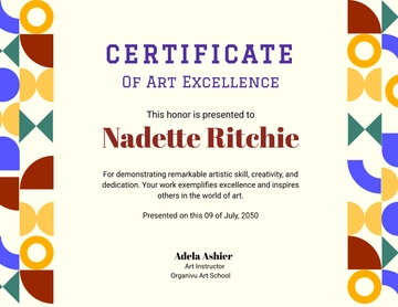 Art Excellence Certificate Template - Edit Online & Download