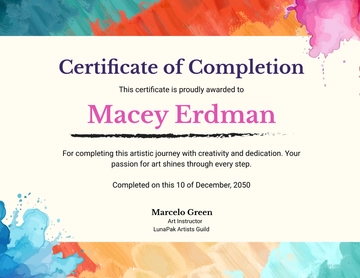 Art Completion Certificate Template - Edit Online & Download