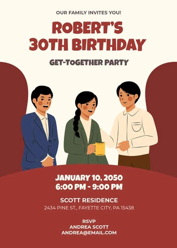 Modern Birthday Get Together Invitation Template - Edit Online & Download