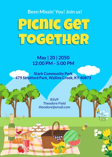Picnic Get Together Invitation Template - Edit Online & Download