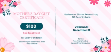 Mother’s Day Gift Certificate Template - Edit Online & Download