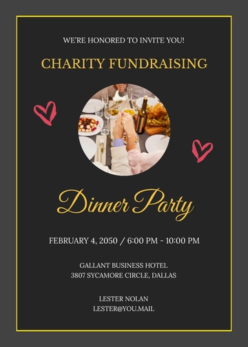Black Gold Fundraising Invitation Template - Edit Online & Download