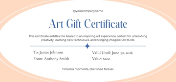Free Art Gift Certificate Template to Edit Online
