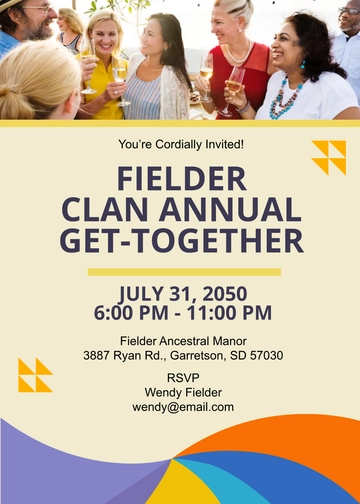 Reunion Get Together Invitation Template - Edit Online & Download