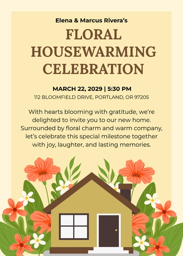 Free Aesthetic Floral Housewarming Invitation Template to Edit Online