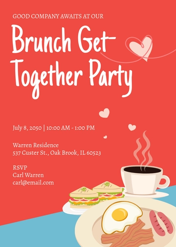 Brunch Get Together Invitation Template - Edit Online & Download