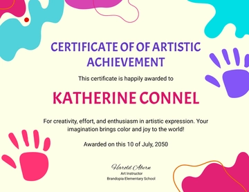 Elementary School Art Certificate Template - Edit Online & Download