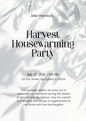 Free Blank Harvest Housewarming Invitation Template to Edit Online