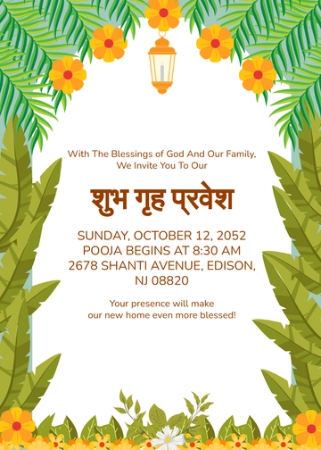 Pooja Housewarming Invitation Template - Edit Online & Download