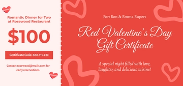 Red Valentine's Day Gift Certificate Template - Edit Online & Download
