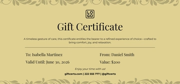Free Black and White Gift Certificate Template to Edit Online