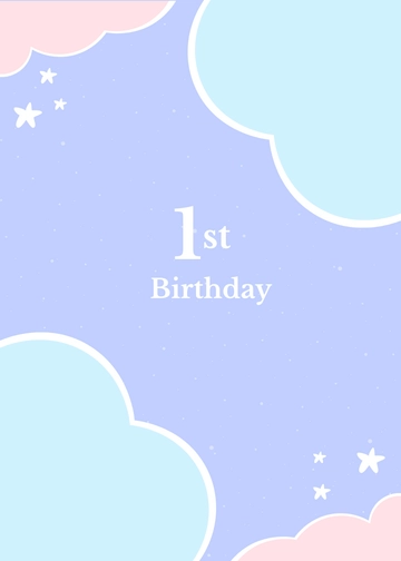Free Pastel Background First Birthday Invitation Template to Edit Online