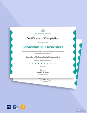 University Course Completion Certificate Template