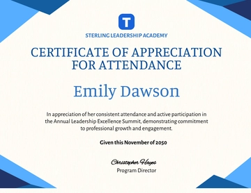 Certificate of Appreciation for Attendance Template - Edit Online & Download