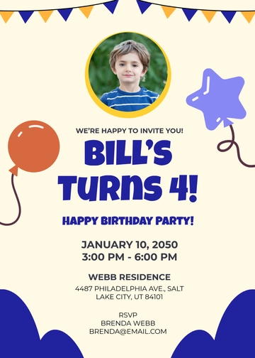 Kids Happy Birthday Invitation Template - Edit Online & Download