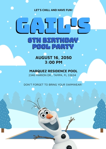 Frozen Pool Party Invitation Template - Edit Online & Download