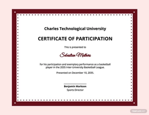 University Sports Certificate Template